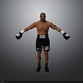 Shirtless Male Boxer Standing With Black Shorts American Flag Belt And Boxing Gloves
