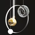 Modern Contemporary Chandelier Design With Circular Frame And Glass Gold White Balls