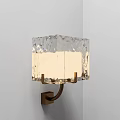 Modern Square Transparent Glass Wall Lamp With Brass Base And Warm Light 3d model