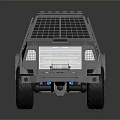 Rugged Off Road Vehicle with Metal Grille Roof Structure and Large Tires