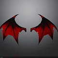 Striking Red And Black Demon Wings Design With Gothic Decor Elements