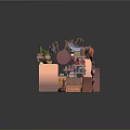 Modern Cartoon Scene Department Store Grocery Shop Daily Store Grocery Store 3d model