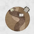 Decorative Modern Round Carpet With Brown Beige Geometric Pattern For Home Interior 3d model