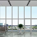 Traffic Police Service Hall With Blue Background Marble Walls Service Counter Seats And Plants