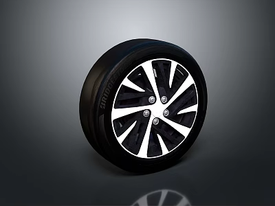 Sleek Automotive Tire with Stylish Black Silver Alloy Wheel and Multi Spoke Design 3d model