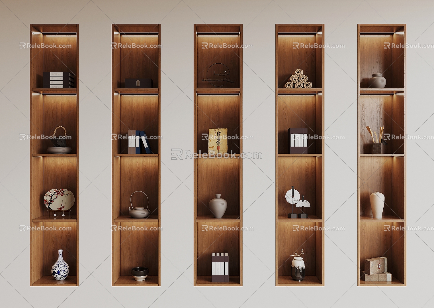 New Chinese-style Wall Embedded Storage Rack 3d model