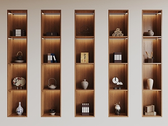 New Chinese-style Wall Embedded Storage Rack 3d model