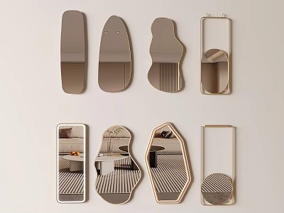 Stylish Decorative Mirrors With Various Unique Shapes And Modern Designs For Home Wall Decoration 3d model