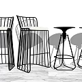 Stylish Modern Bar Stools With Geometric Metal Frames And High Leg Structure 3d model