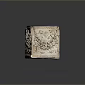 Intricately Carved Square Decorative Sculpture Featuring Floral And Fruit Patterns Art