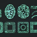 Intricate Carved Patterns with Various Shapes Like Oval Square and Bottle Designs Decorative Art Elements