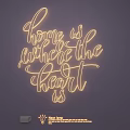 LED Neon Lighting Combination With Home Is Where The Heart Is Decorative Design