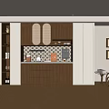 Middle Style Wine Cabinet Sideboard 3d model