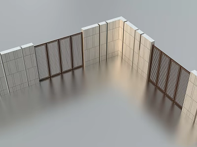 Modern Feature Wall Design With White Panels And Wooden Lattice Structure 3d model
