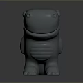 Cute Gray Cartoon Creature Model With Smiling Face And Spiked Back Design