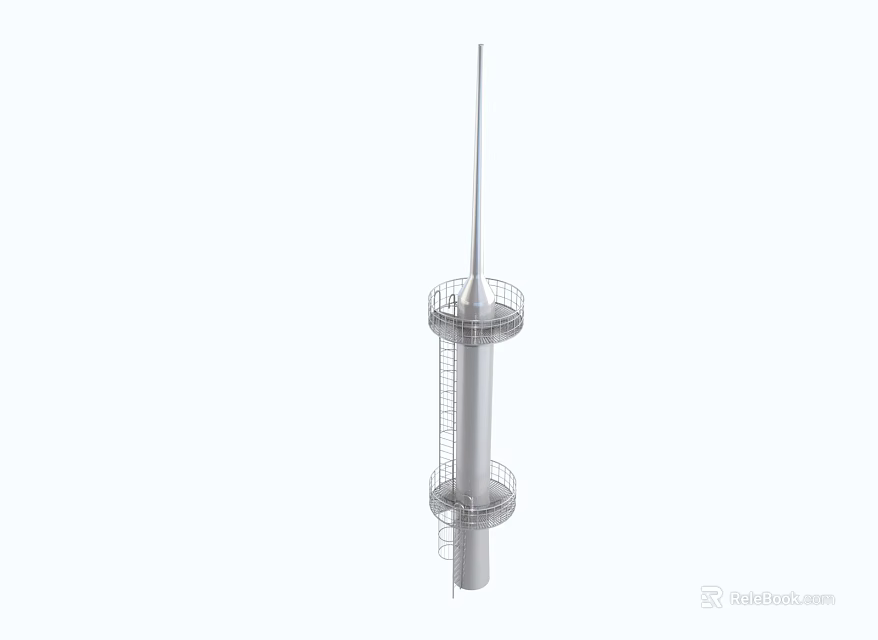 Industrial Metal Tower Structure With Vertical Design Circular Platforms And Ladder 3d model 