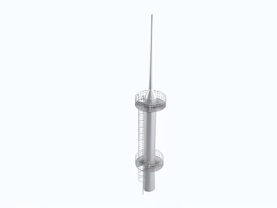 Industrial Metal Tower Structure With Vertical Design Circular Platforms And Ladder 3d model