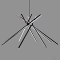 Stylish Modern Chandelier Design Featuring Black And Silver Radiating Metal Bars