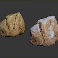 Two Natural Wood Stone Decorative Pieces With Brown And White Veined Textures
