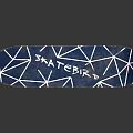 PATERA Skateboard With Blue Deck White Geometric Patterns And Red Wheels 3d model