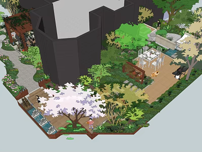 Jane Ou Courtyard Roof Garden Courtyard 3d model