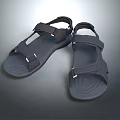 Black Casual Sandals With Double Straps And Textured Sole For Everyday Summer Wear