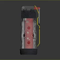 Futuristic Weapon With White Cylinder Black Top And Red Circular Holes