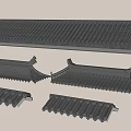 Traditional Chinese Architectural Roof Components With Various Eave Designs And Tile Structures 3d model