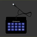 Stream Deck Control Device With Black Panel Blue Illuminated Customizable Icons And Buttons