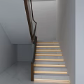 Modern Interior Staircase With Glass Railing Marble Steps And Recessed Lighting 3d model