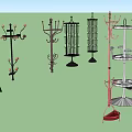 Various Stylish Metal Clothes Hangers With Decorative Designs And Floor Stand Bases
