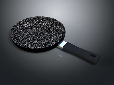 Black Frying Pan With White Speckles And Black Handle For Daily Kitchen Use 3d model