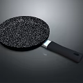 Black Frying Pan With White Speckles And Black Handle For Daily Kitchen Use