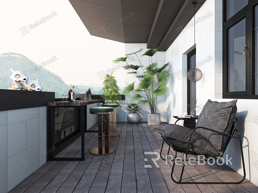 Modern Balcony Leisure Garden Landscape Balcony model