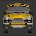 Vintage Yellow Taxi Sedan With Blue Stripe And Door TAXI Sign