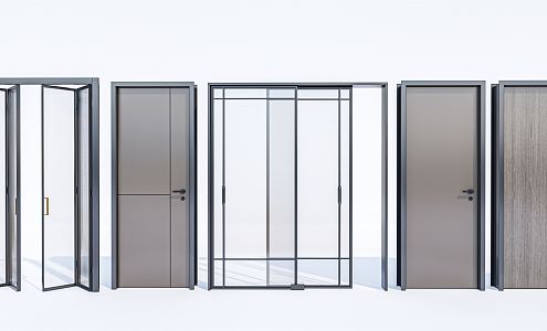 Modern swing door glass door bedroom door folding door aluminum alloy glass door aluminum alloy folding door Changhong glass Changhong folding glass folding door 3d model