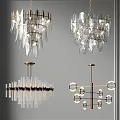 Modern Decorative Chandelier Collection With Glass Metal Feather Shaped Tubular And Circular Rings Design