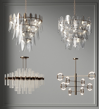 Light Luxury Crystal Chandelier Ring Villa Chandelier Hall Lobby Chandelier Guest Restaurant Chandelier Metal Multi-head Chandelier Bedroom Room Chandelier 3d model