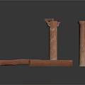 Architectural Columns And Beams With Traditional Carved Details In Brown