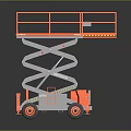 Mobile Scissor Lift Platform With Orange Guardrails And Gray Body Design