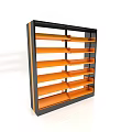Modern Open Bookshelf With Black Frame And Orange Multiple Storage Shelves 3d model