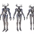 Smart Robot Figures With Blue Metallic Body And Horned Head Design