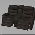 Brown Upholstered Reclining Two Seat Sofa With Center Console And Armrests 3d model