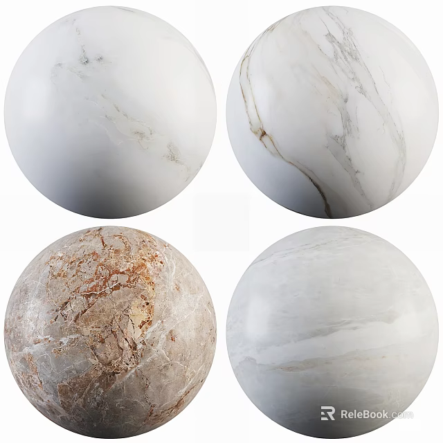 Spherical Components With Various Natural Marble Textures And Patterns For Design 3d model 