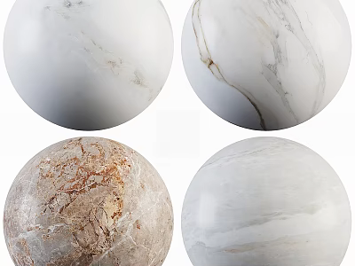 Spherical Components With Various Natural Marble Textures And Patterns For Design 3d model