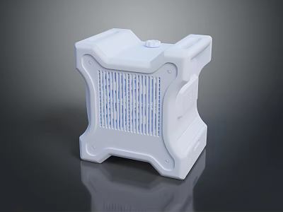 White Square Device With Grille Design Stable Base And Functional Structure 3d model