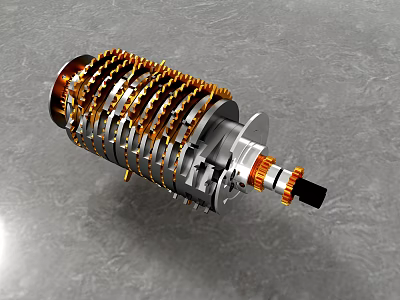 High Precision Metal Gear Shaft With Gold Silver Teeth For Industrial Hardware Tools 3d model