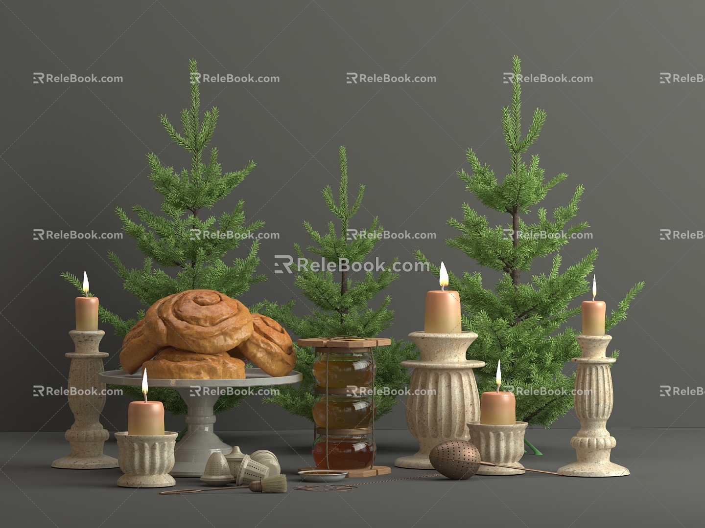 Christmas Decoration Christmas Tree Candlestick Sauce Jam Tableware Christmas Decoration Decoration Display Tea Drain 3d model