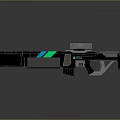 Futuristic Weapon Design With Black Body Blue Green Glowing Strips And Tactical Scope