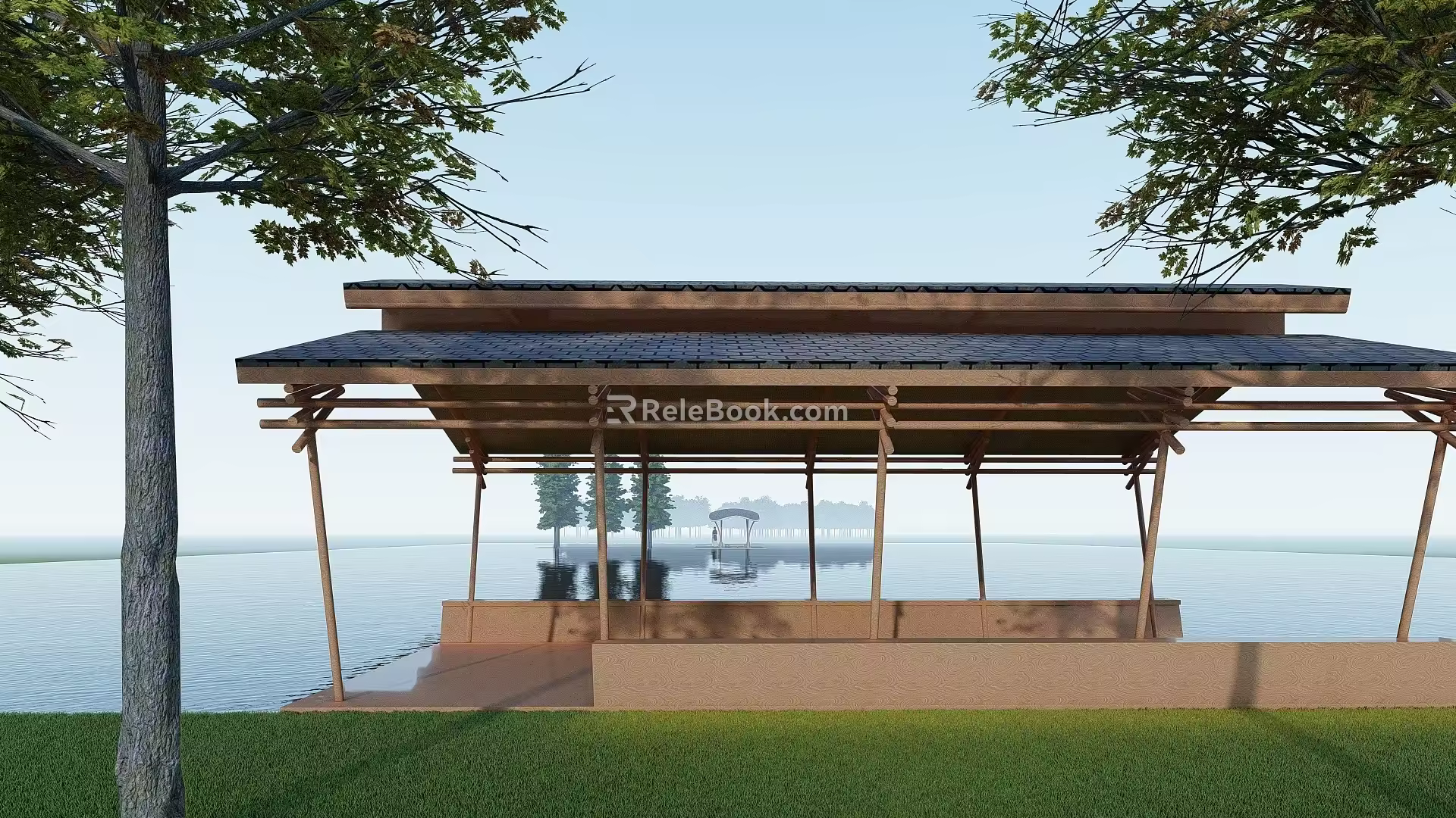 New Chinese Style Pavilion Shape Bridge Pavilion 3d model
